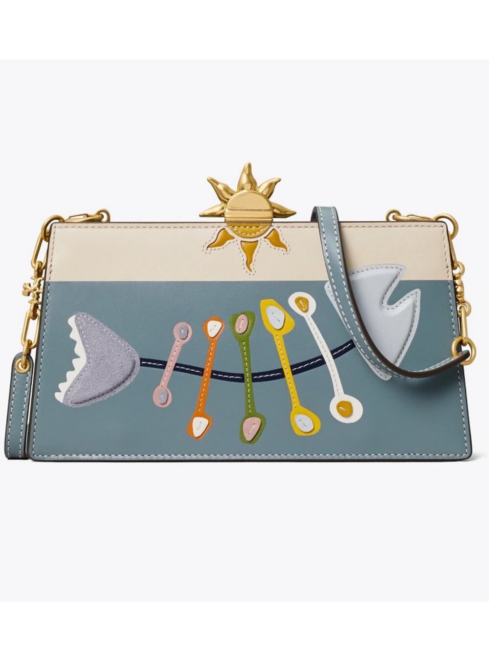 NWT TORY BURCH Fish-appliqué Frame Leather Bag